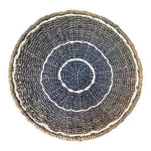 Handwoven Blue Rattan Woven Decorative Storage Basket Centerpiece Large 20" VTG